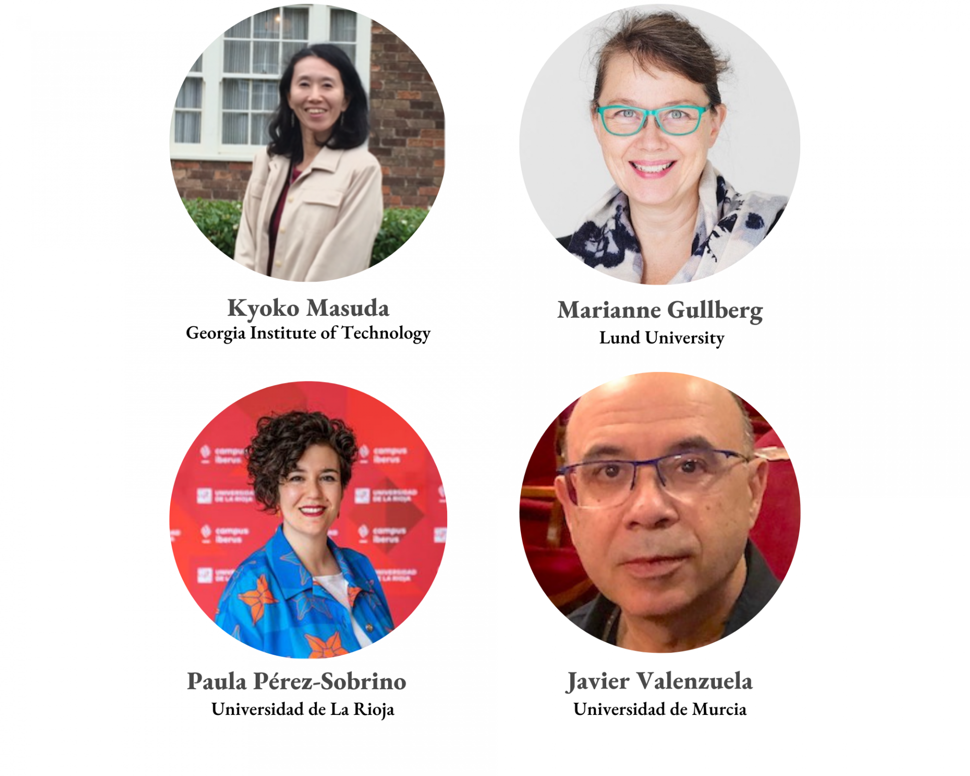Plenary speakers: names, affiliations and photos